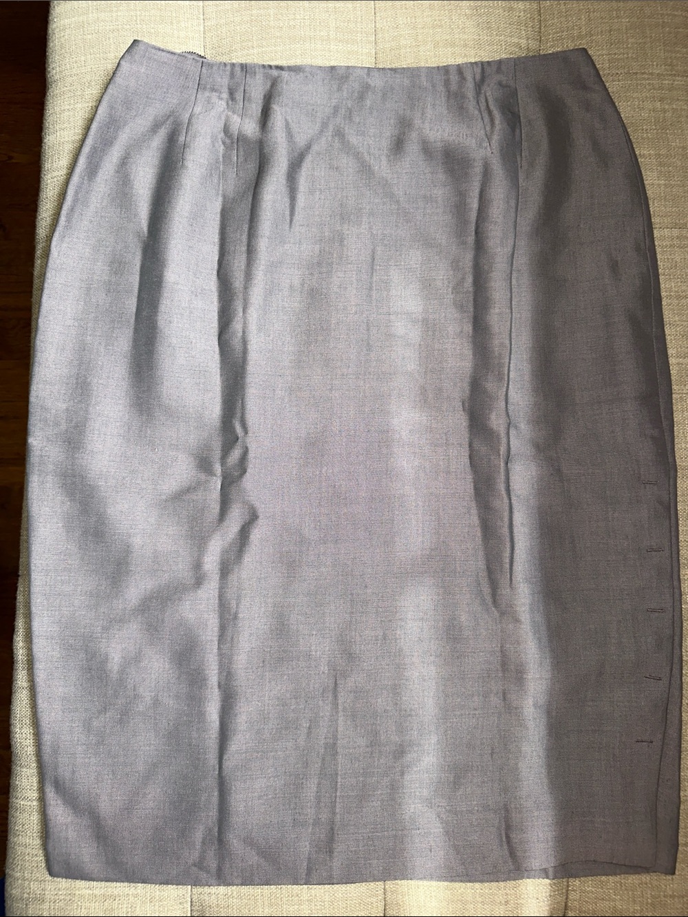 Vintage Anne Klein Petite Satin-Lined Skirt in light gray